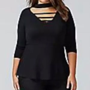 NWT Lane Bryant Peplum Choker Sweater Top Sz 14/16